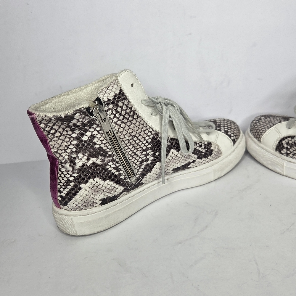 Steve Madden Jaren Snakeskin Star Lace High-Top Sneakers Women's Size 8.5 - Picture 6 of 11